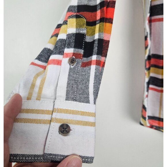 Boys Plaid Hooded Flannel Shirt L (10-12) Long Sleeve Button-Up Chest Pocket - Picture 6 of 10